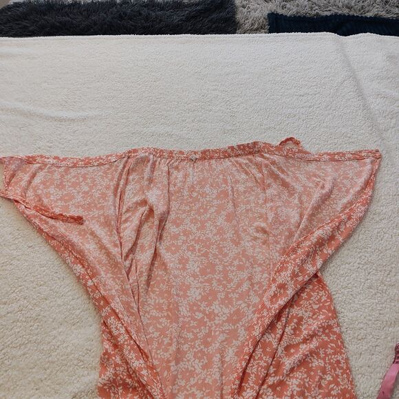 Sky And Sparrow Salmon Pink Floral Wrap Skirt Size Medium - Picture 11 of 15